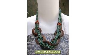 Turqouise Beaded Wrap mixed Wooden Fashion Necklace